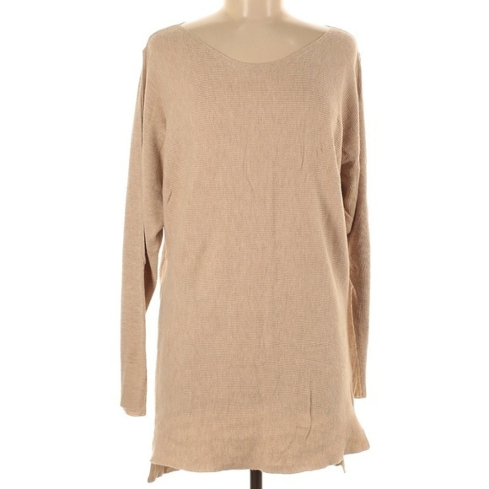 Sanctuary Womens‎ Tan Beige Ribbed Knit Scoop Neck Long Sleeve Tunic Sweater M